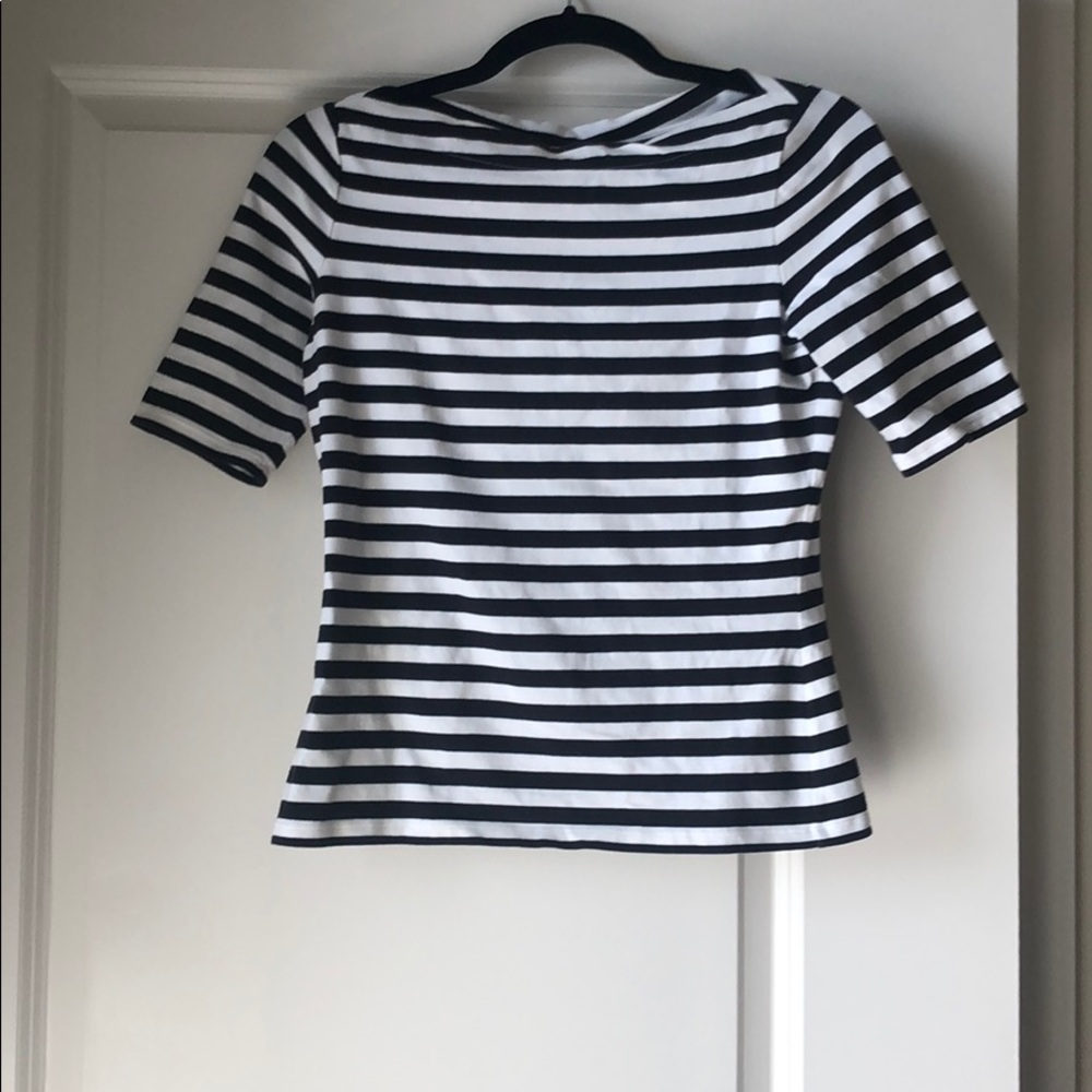 Ann Taylor Boatneck Striped Tee Top
